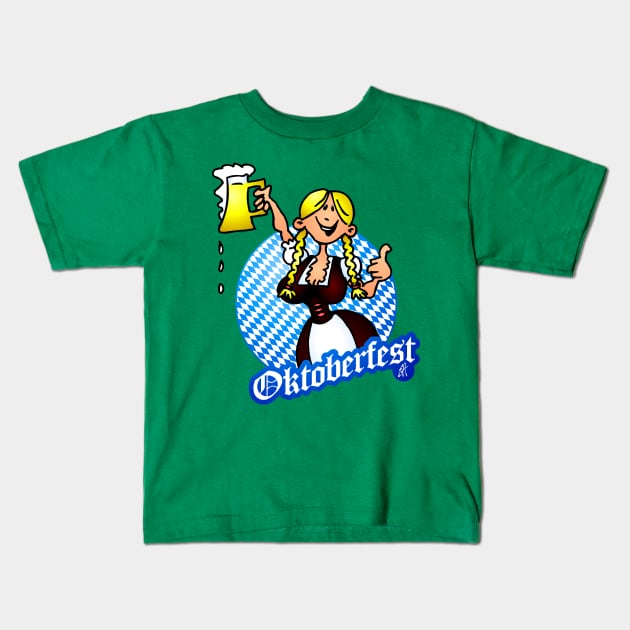 Oktoberfest - girl in a dirndl Kids T-Shirt by Cardvibes